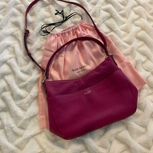 KATE SPADE NWOT Magenta Pebbled Leather Convertible Bag w/ Pink Cover Bag.
